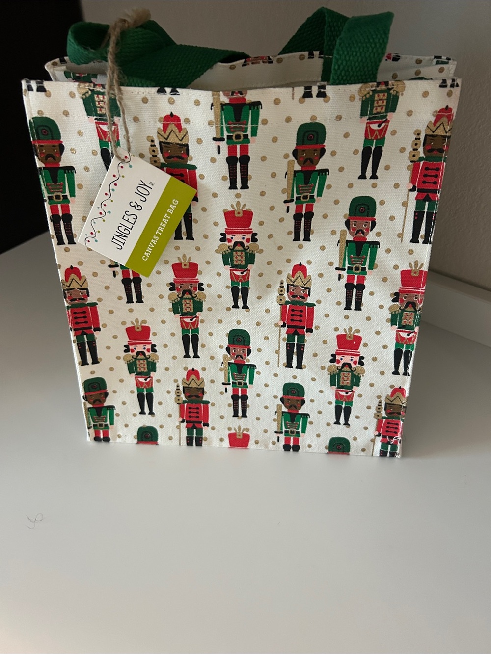 Nutcracker Print Holiday Tote Bag - Green & Red